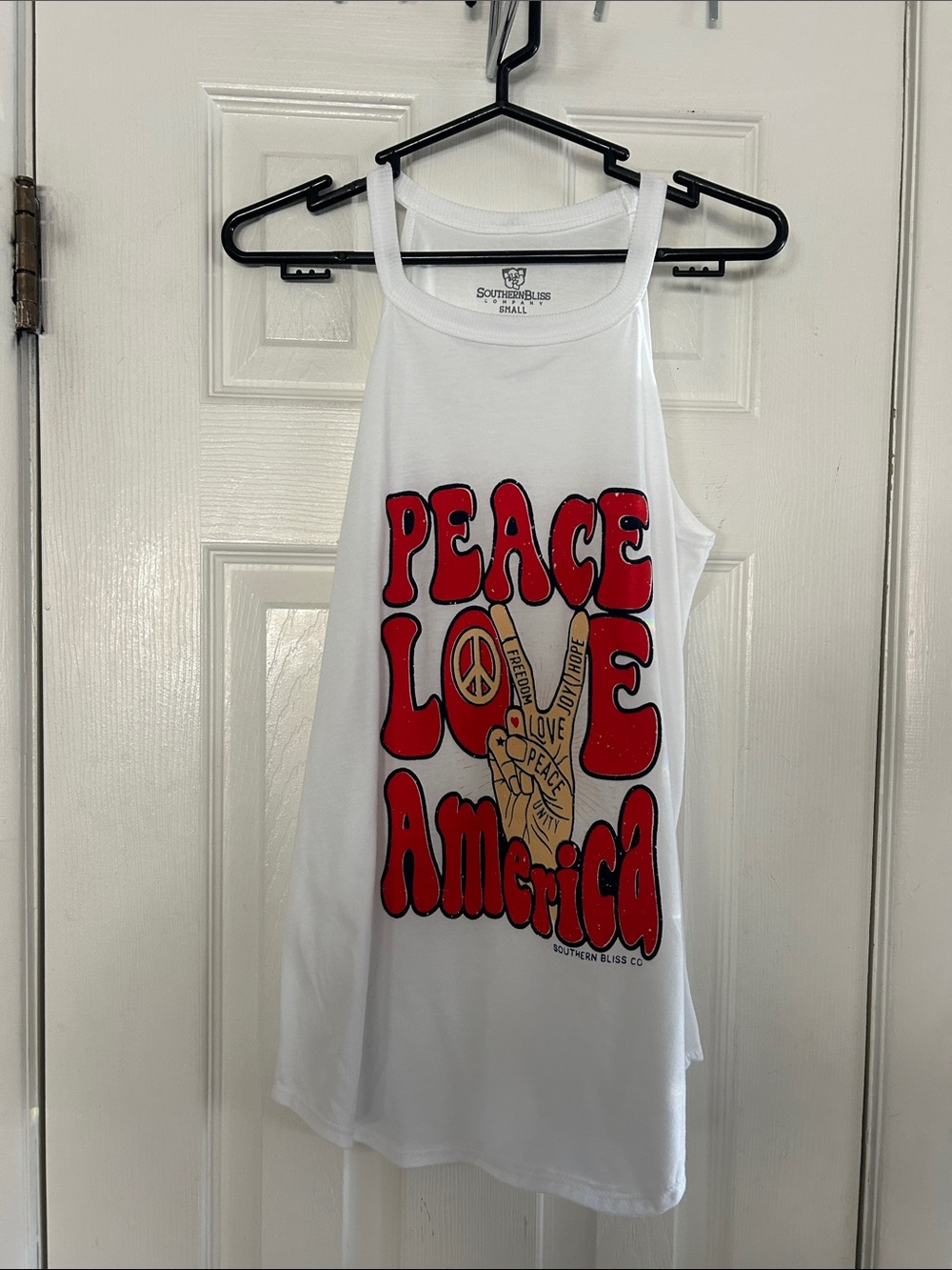 SOUTHERN BLISS PEACE LOVE AMERICA TANK TOP SIZE S NWOT